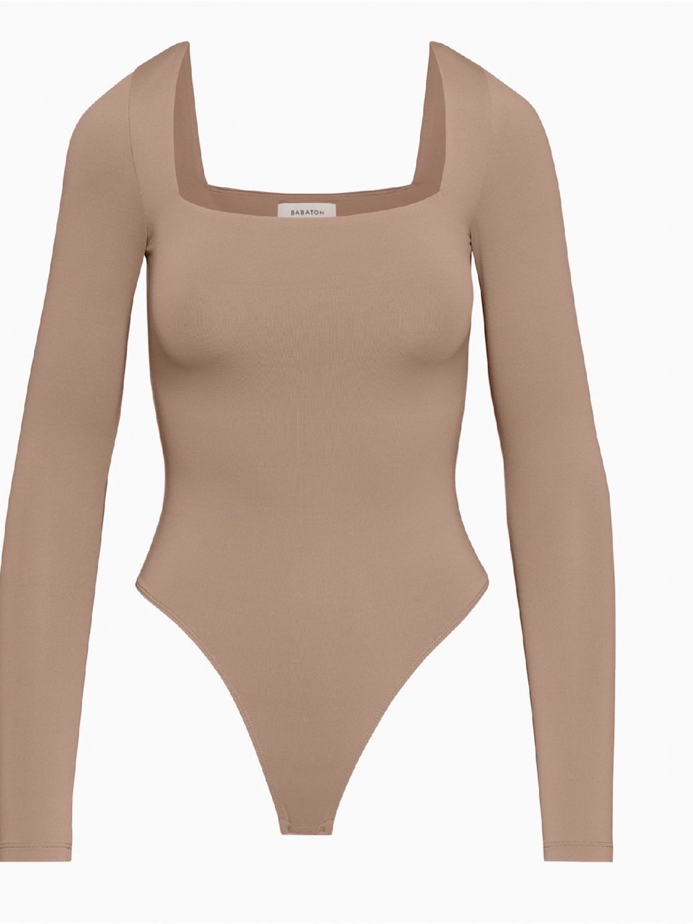 Aritzia Babaton Square-Neck Long Sleeve Bodysuit - Taupe